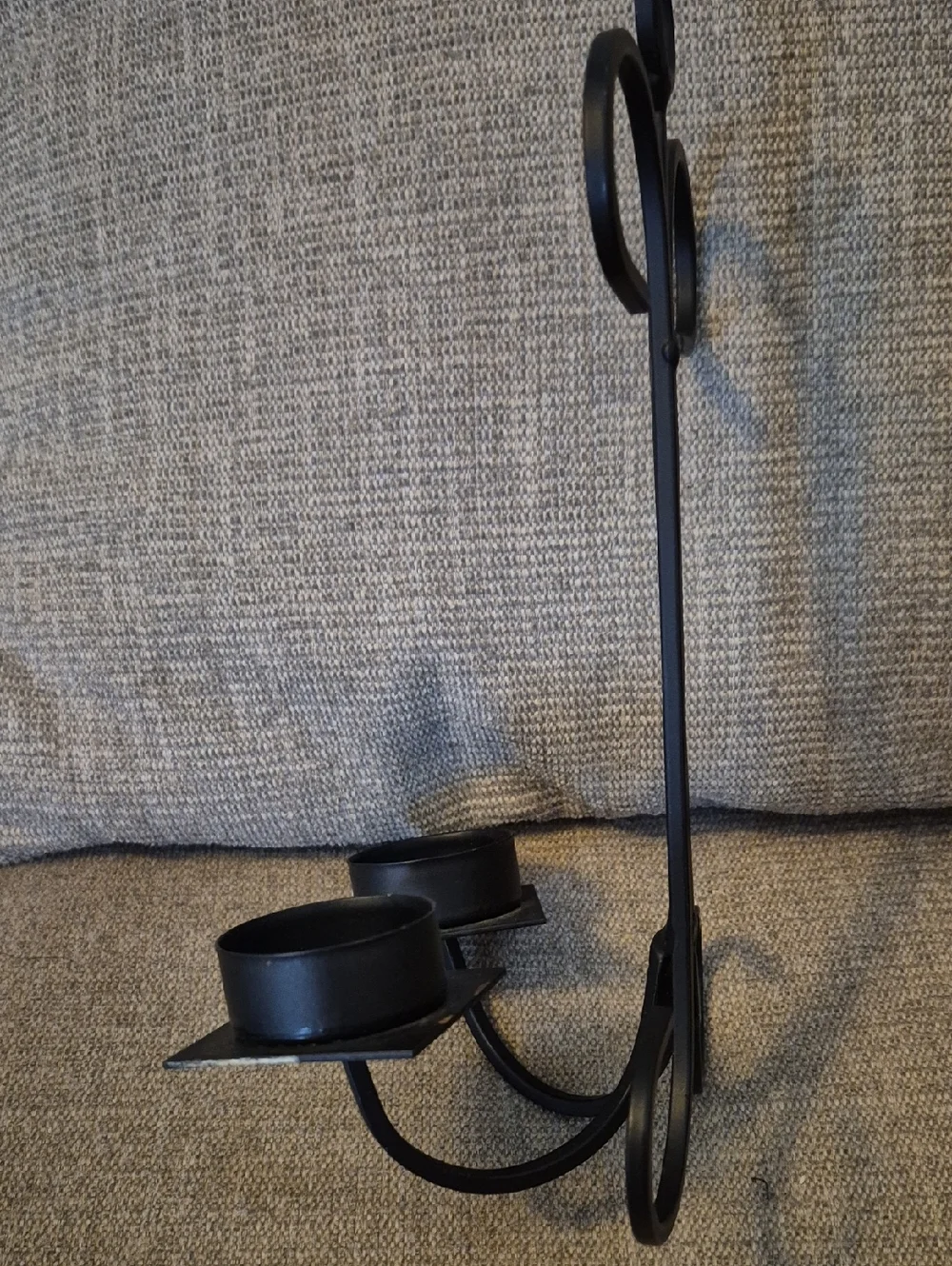 Black Iron Double Metal Candle Holder Wall Sconce